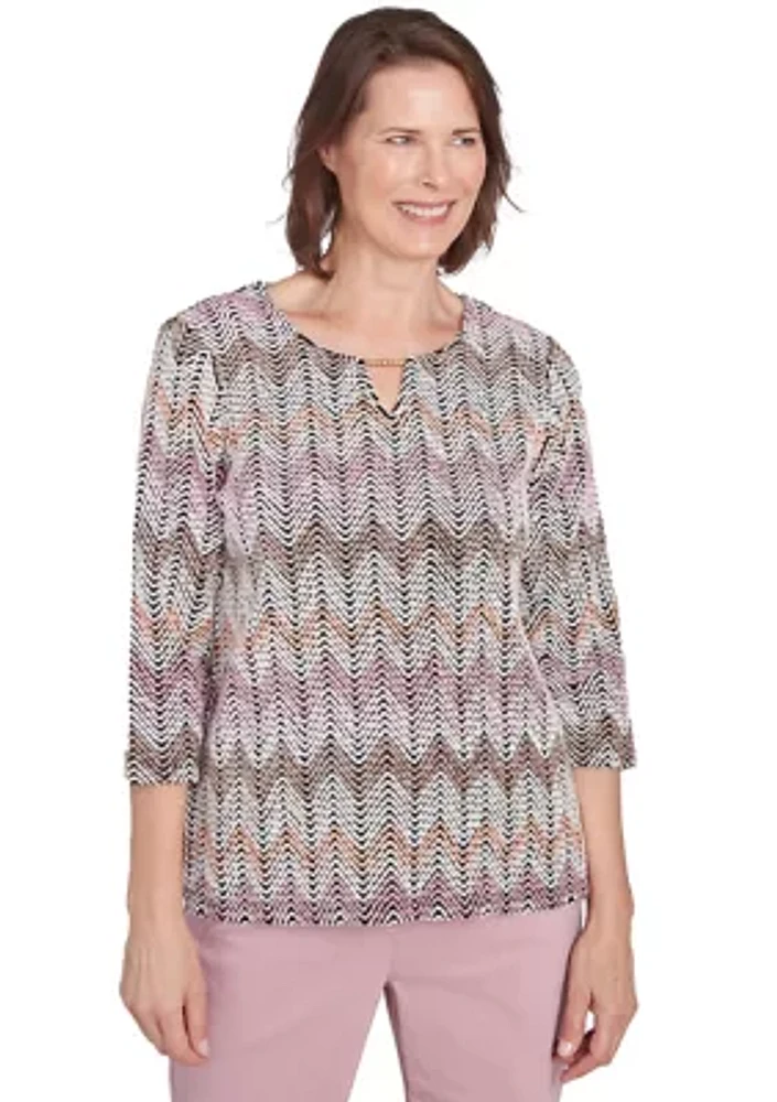 Petite Telluride Chenille Zig Zag Print T-Shirt