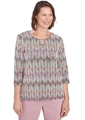 Petite Telluride Chenille Zig Zag Print T-Shirt