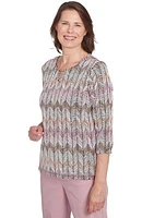 Petite Telluride Chenille Zig Zag Print T-Shirt