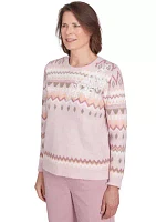 Petite Telluride Fairisle Sweater with Floral Embroidery