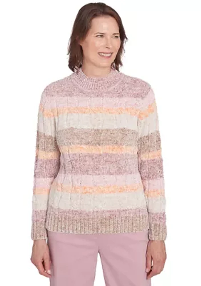 Petite Telluride Spray Dye Chenille Stripe Sweater