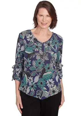 Women's French Quarter Floral Puff Print Mélange T-Shirt