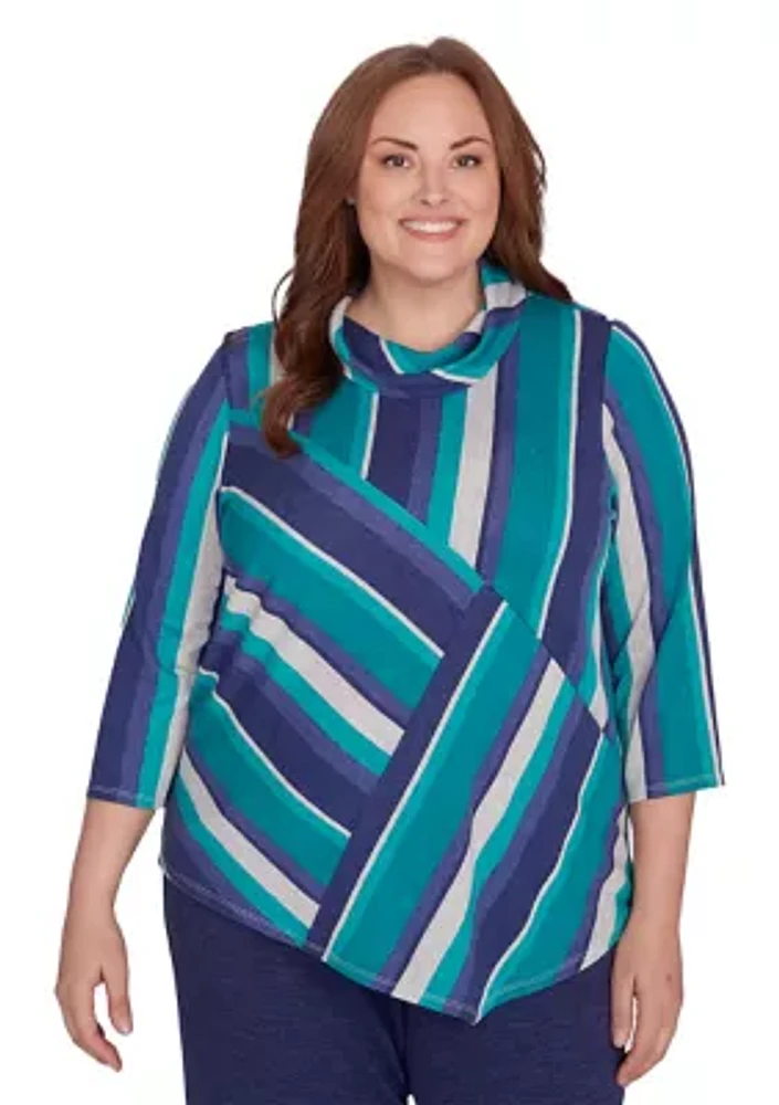 Plus French Quarter Spliced Stripe Top