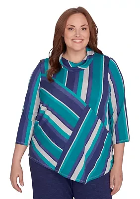 Plus French Quarter Spliced Stripe Top