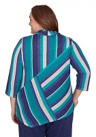 Plus French Quarter Spliced Stripe Top