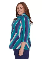 Plus French Quarter Spliced Stripe Top