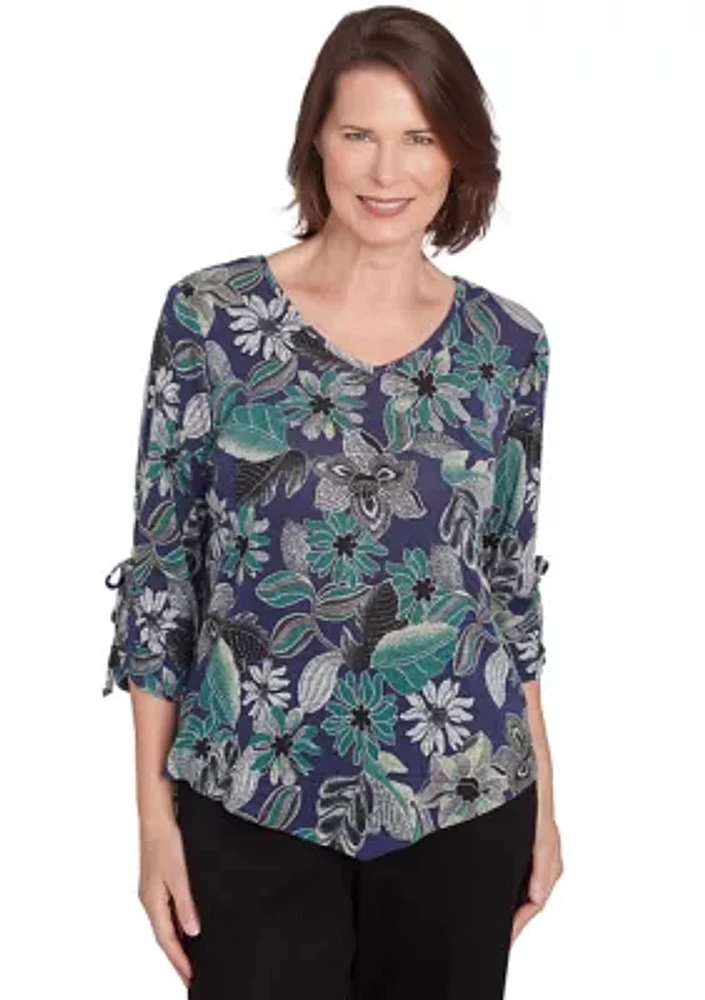 Petite French Quarter Floral Puff Print Melange T-Shirt