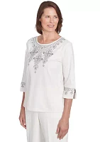 Women's Copenhagen Yoke Medallion Embroidery Top