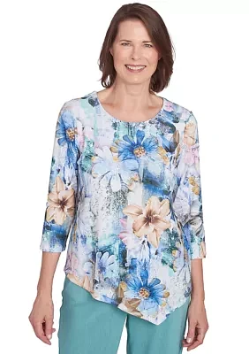 Women's Lake Victoria Watercolor Floral T-Shirt