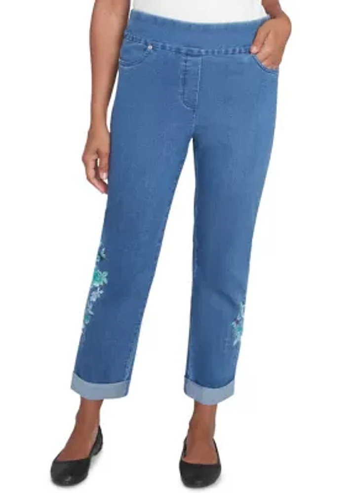 Petite Lake Victoria Embroidered Ankle Pants