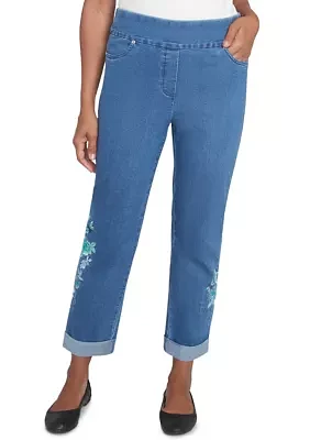 Petite Lake Victoria Embroidered Ankle Pants