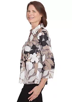 Women's  Romancing The Stone Shadow Leaf Knit Shirt