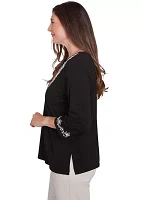 Women's Romancing The Stone Scroll Embroidered Yoke Top