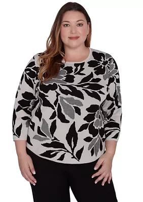 Plus Romancing the Stone Floral Jacquard Top