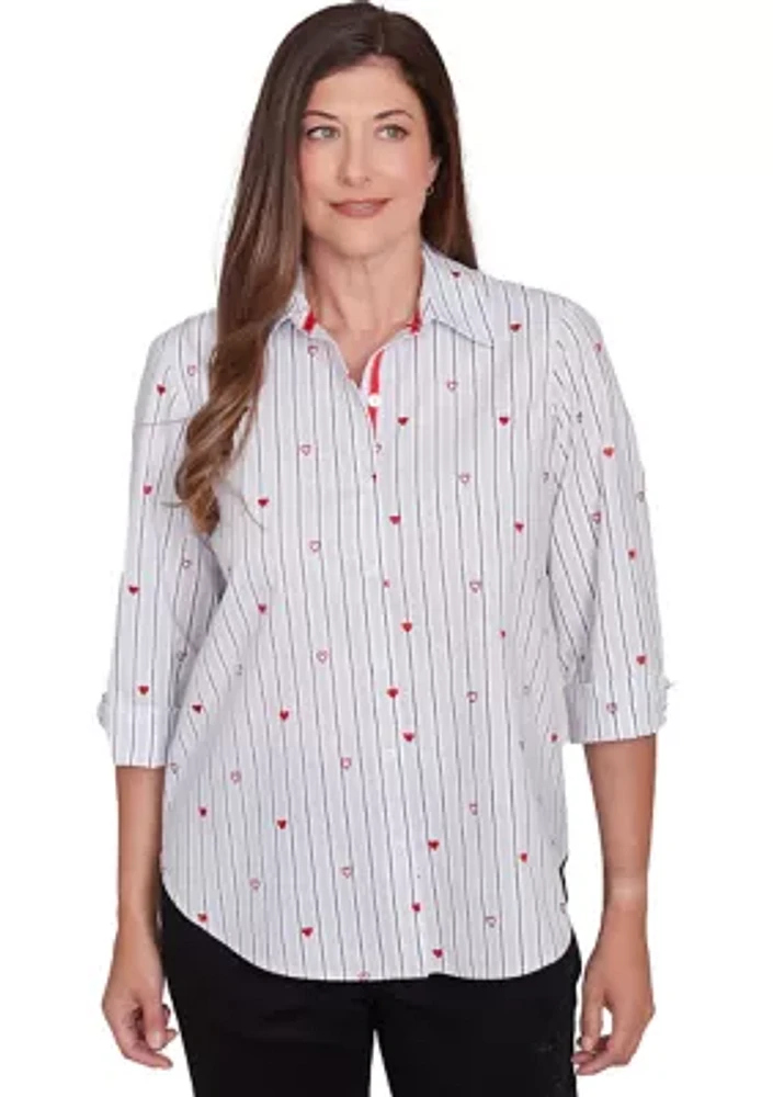 Women's Wild At Heart Stripe Top with Hearts