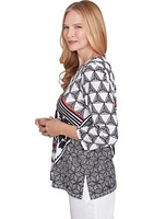 Women's Wild At Heart Geo Patchwork Top