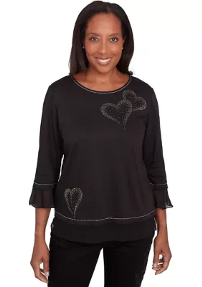 Women's Wild At Heart Asymmetric Heat Set Hearts Top