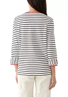 Women's Diagonal Floral Stripe Top