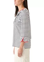 Women's Diagonal Floral Stripe Top