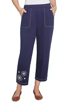 Women's Block Island Embroidered Daisies Ankle Pants