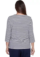 Women's Block Island Stripe Embroidered Yoke Top