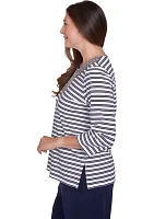 Women's Block Island Stripe Embroidered Yoke Top