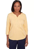 Women's Block Island Tonal Embroidered Yoke Top