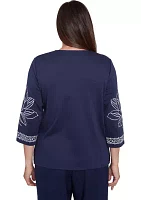 Women's Block Island Exploded Floral Embroidery Top