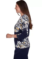 Women's Block Island Daisies Yoke And Border Top