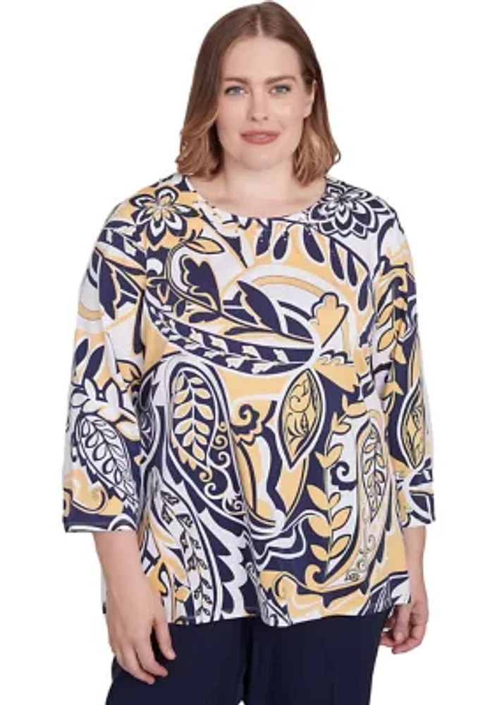 Plus Block Island Drama Paisley Top