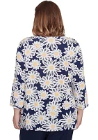 Plus Block Island Daisies Puff Print Top