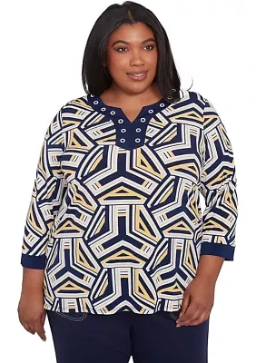 Plus Block Island Geometric with Grommet Trim Top