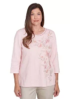 Women's Asymmetric Floral Embroidery Top