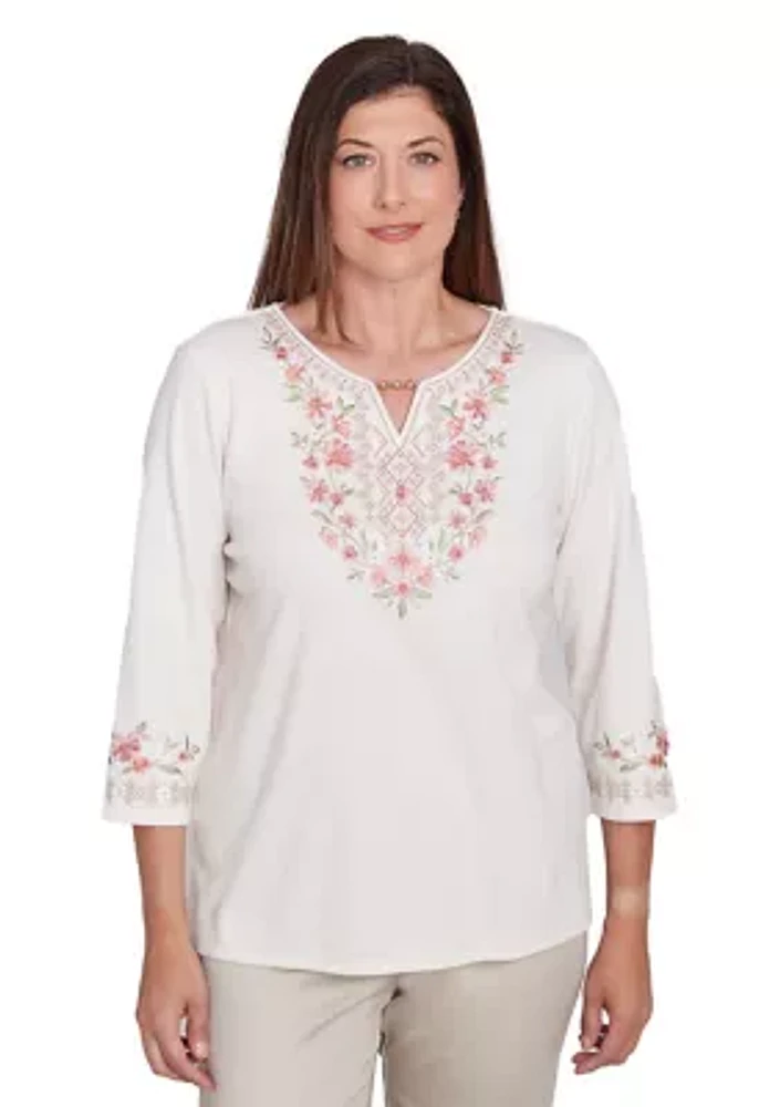 Women's Yoke Embroidery Top