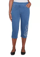 Women's Free Spirit Floral Applique Capri Pants