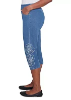 Women's Free Spirit Floral Applique Capri Pants