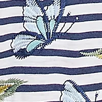 Women's Free Spirit Stripe Embroidered Butterflies Top