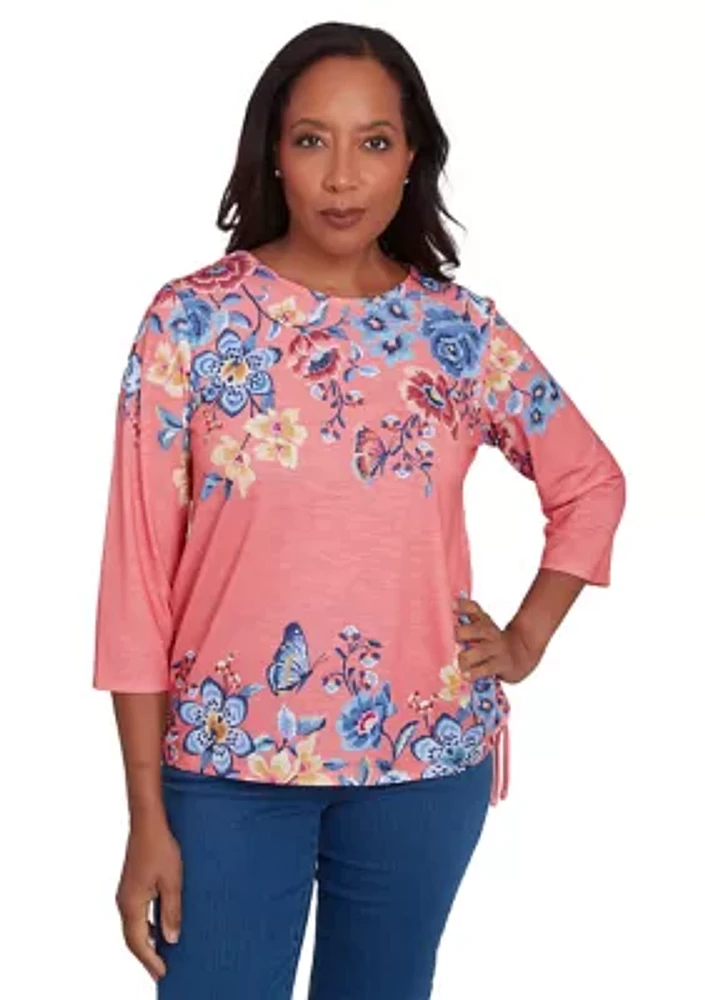 Women's Free Spirit Drama Placed Floral Print Top