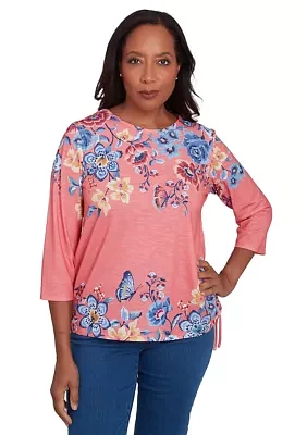 Women's Free Spirit Drama Placed Floral Print Top