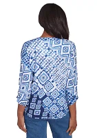 Women's Free Spirit Ikat Patchwork Top