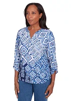 Women's Free Spirit Ikat Patchwork Top