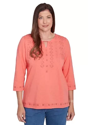 Women's Free Spirit Cut Out Yoke Solid Top