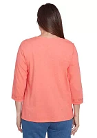 Women's Free Spirit Cut Out Yoke Solid Top