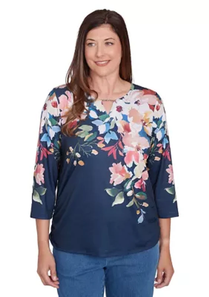 Women's Free Spirit Placed Yoke Floral Printed Top