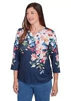 Women's Free Spirit Placed Yoke Floral Printed Top