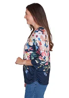 Women's Free Spirit Placed Yoke Floral Printed Top