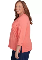 Plus Free Spirit Cut Out Yoke Solid Top