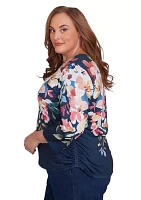 Plus Free Spirit Placed Yoke Floral Printed Top