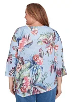 Plus Free Spirit Tropical Printed Top