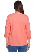 Petite Free Spirit Cut Out Yoke Solid Top